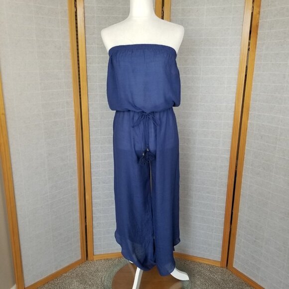 BECCA Navy Blue Strapless Jumpsuit - Picture 1 of 14
